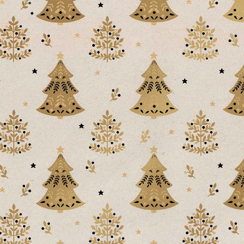 Julegavepapir juletræer 57cmx160m guld
