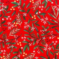 Julegavepapir vinterbær 57cmx154m rød