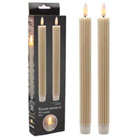 Riflede kronelys 3D-flamme 25cm beige