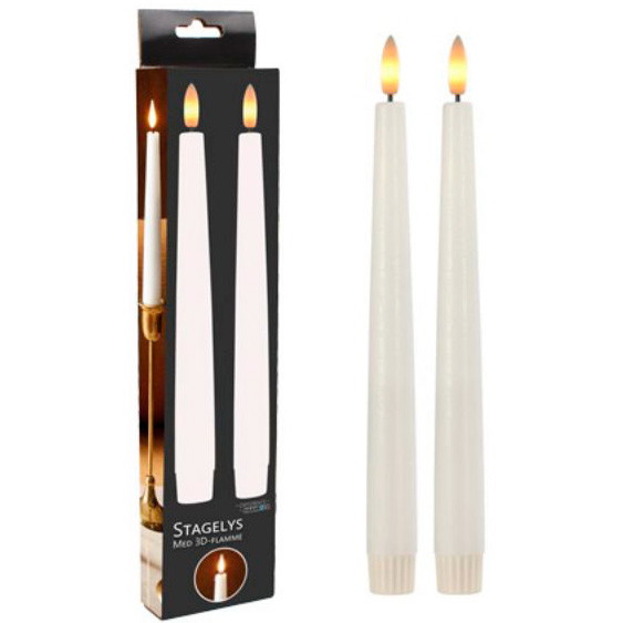 Stagelys 3D-flamme 34cm hvid