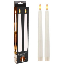 Stagelys 3D-flamme 34cm hvid