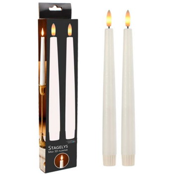 Stagelys 3D-flamme 34cm hvid