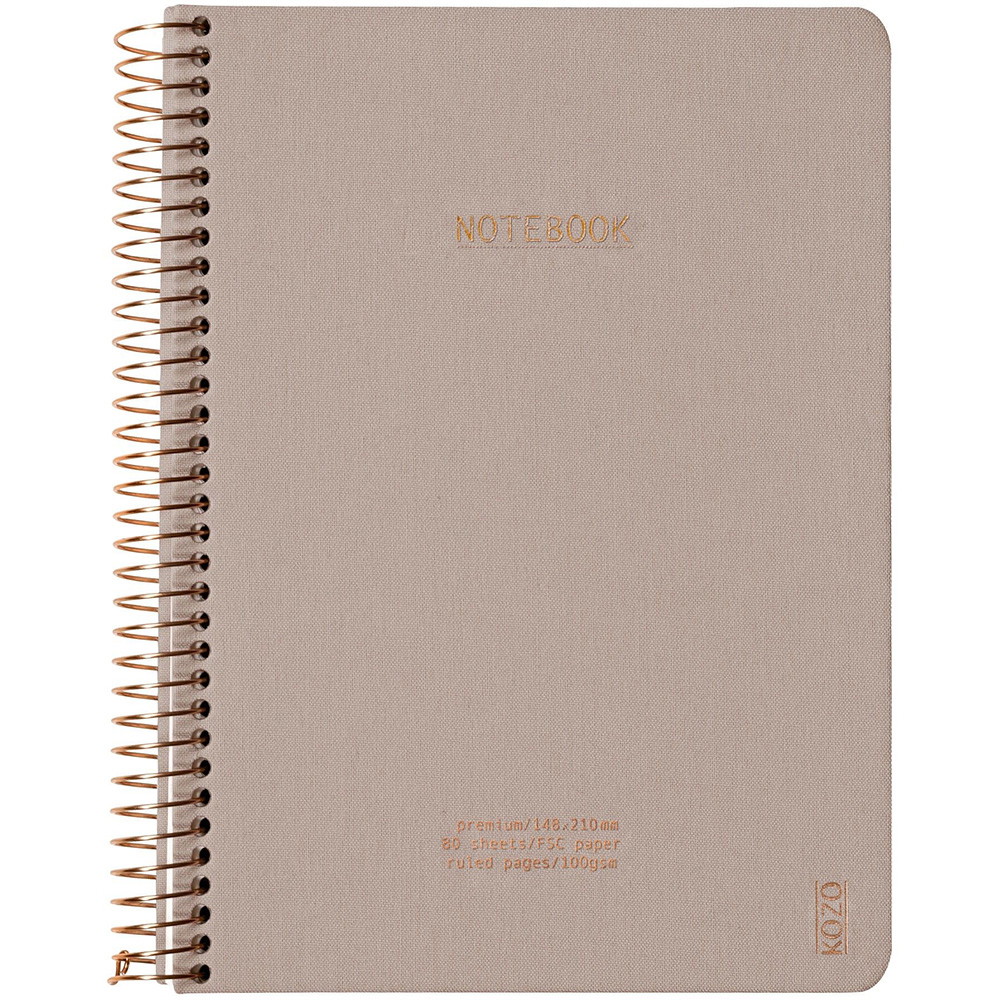 6 x KOZO Premium notesbog A5 80ark Sand