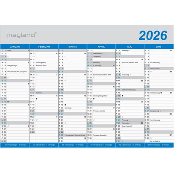 Mayland 2026 26058000 klassisk vægkalender A5 15x21cm