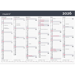 Mayland 2026 26063100 moderne vægkalender A3 29,6x42cm