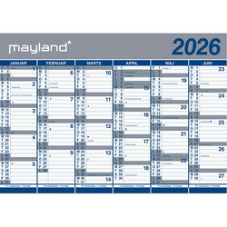 Mayland 2026 26064000 2x6mdr. vægkalender 70x100cm