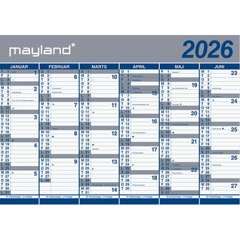 Mayland 2026 26064100 2x6mdr. vægkalender 70x100cm