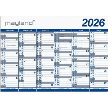Mayland 2026 26065400 2x6mdr. vægkalender 70x100cm