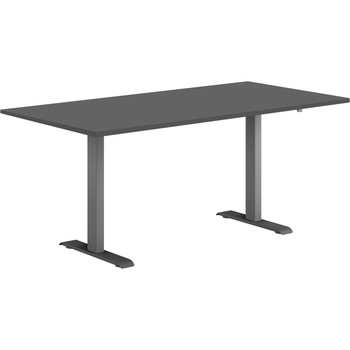 Hævesænkebord 180x80cm sortgrå sort linoleum