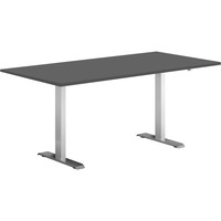 Pro Hævesænkebord alu stel 180x80cm sort linoleum m. faset kant