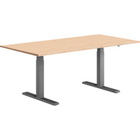 Pro Hævesænkebord sortgrå stel 180x80cm eg laminat m. lige kant