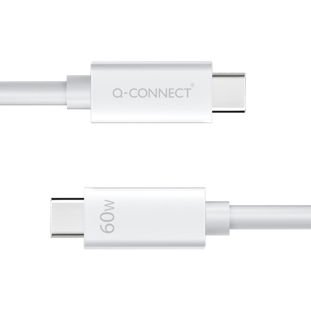 Q-Connect USB-C til USB-C kabel 60W 1,2m hvid