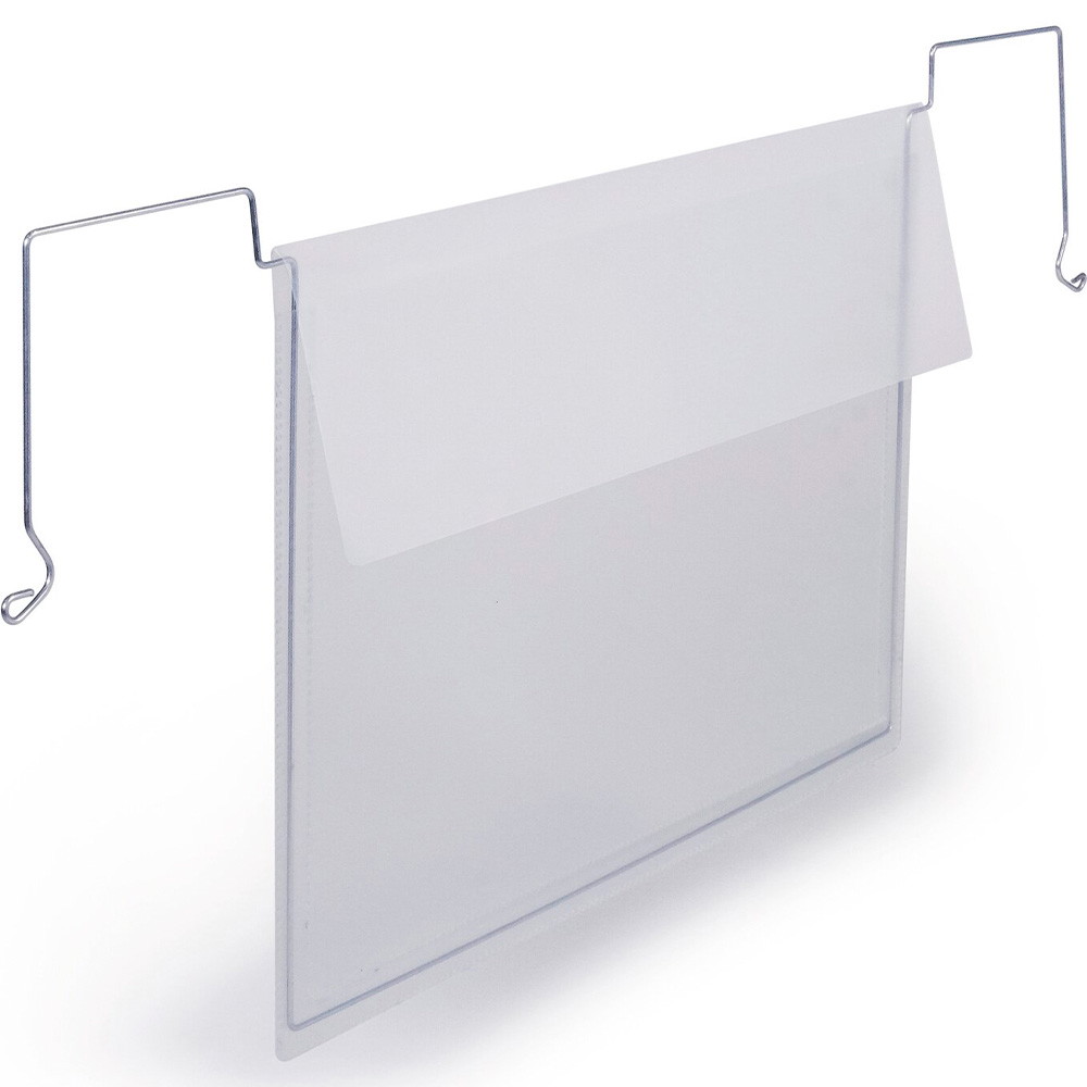 Durable lagerlomme m/wirebeslag og foldeflap A5 tværformat transparent