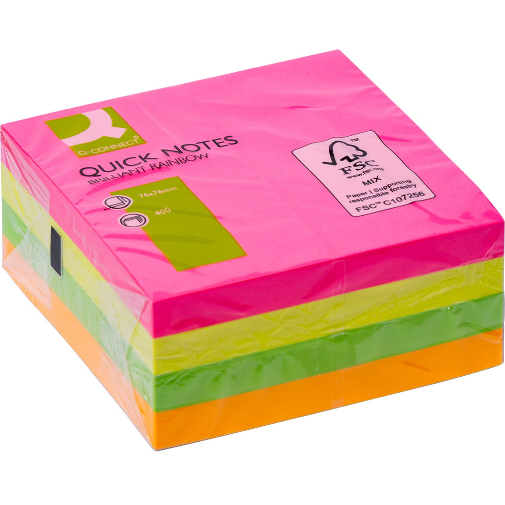 Q-connect kubusblokke 76x76mm flerfarvet neon