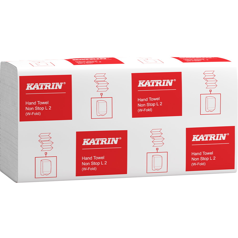 Katrin 100729 Non-Stop håndklædeark 2lags 20,3x32cm W-fold hvid 2250 ark