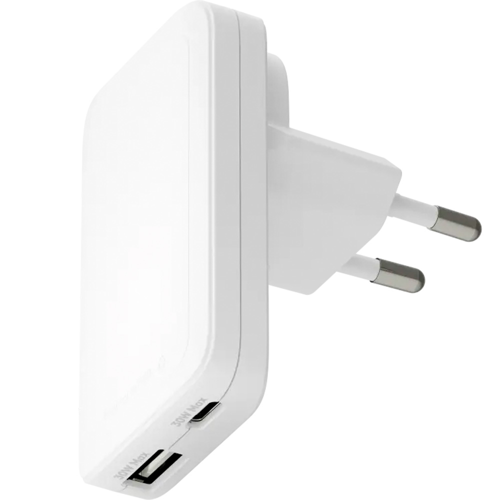 Dbramantelader1928 Re-Charge Pro slim oplader USB-C 30W +USB-A 30W hvid