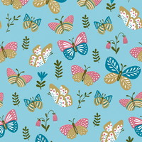 Gavepapir Sommerfugle 160mx40cm blå