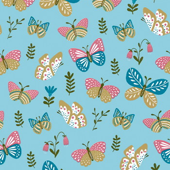 Gavepapir Sommerfugle 160mx40cm blå