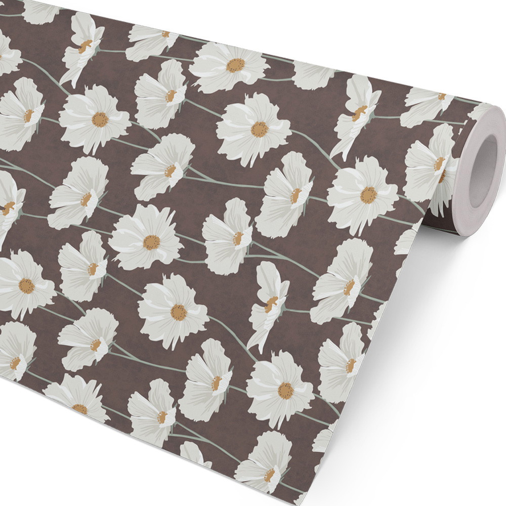 Gavepapir Hvideblomster 154mx57cm sort/hvid - Daarbak Redoffice A/S