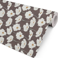 Gavepapir Hvideblomster 154mx57cm sort/hvid