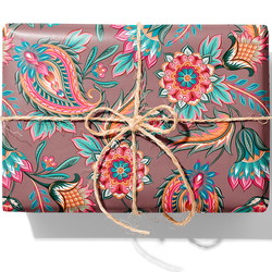 Gavepapir Paisley 154mx57cm brun