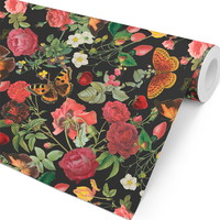 Gavepapir Blomster m/sommerfugle 154mx57cm coated flerfarvet