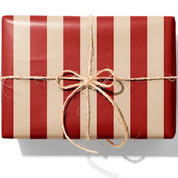 Gavepapir Stribet Kraft 154mx57cm rød