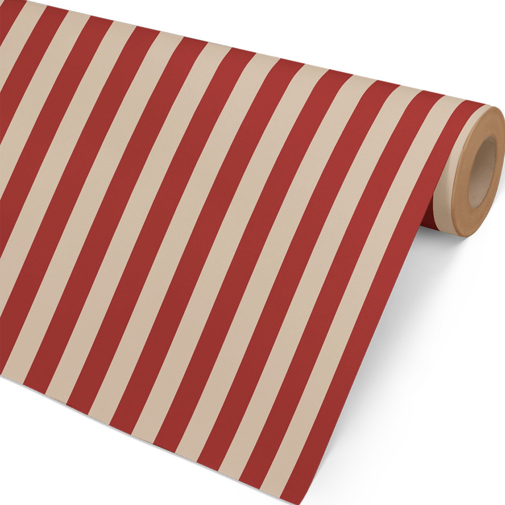 Gavepapir Stribet Kraft 154mx57cm rød