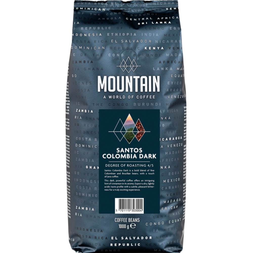 BKI Mountain Santos Columbia kaffe hele bønner mørk 1kg