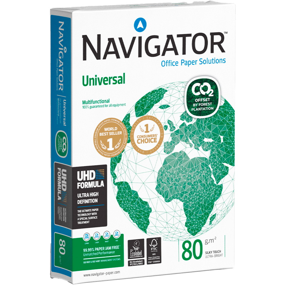 5 x Navigator Universal kopipapir A4 80g hvid 500ark