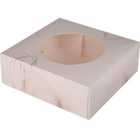 Kageæske m/rude & hængslet låg 230x230x80mm hvid