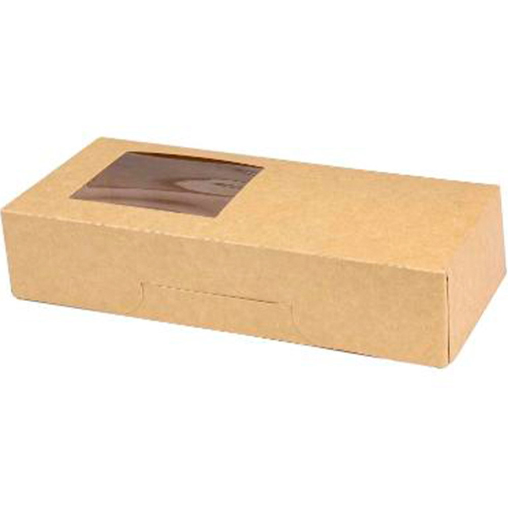 Kageæske/Sushiæske med rude 230x105x50mm brun
