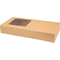 Kageæske/Sushiæske med rude 320x150x50mm brun