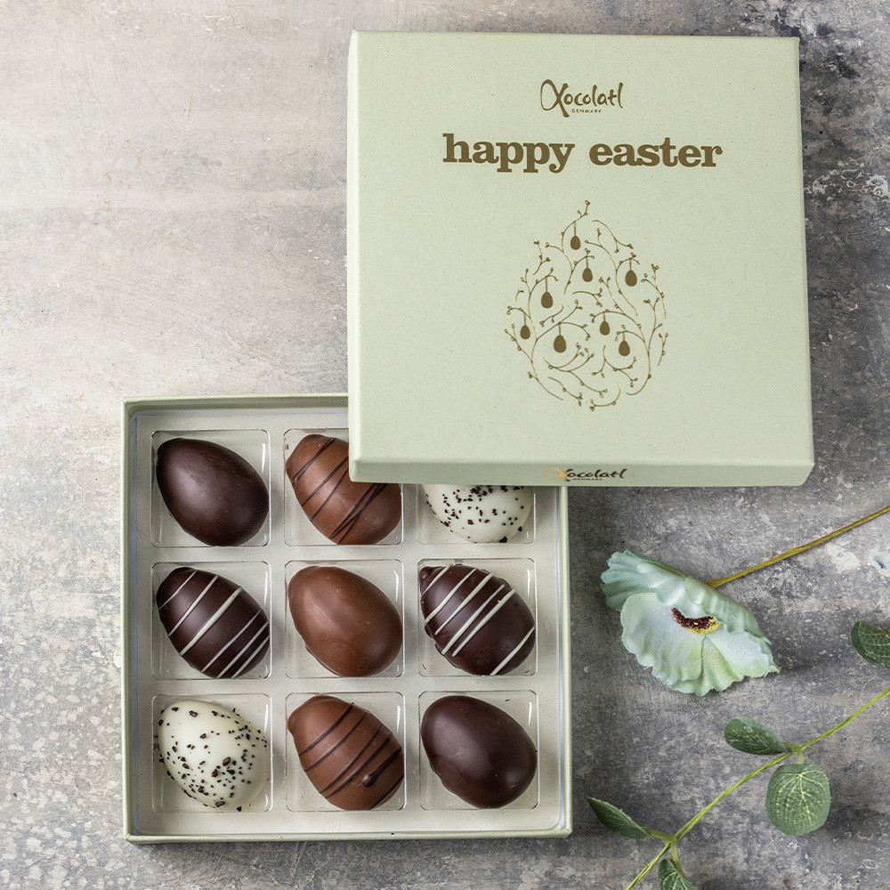 Xocolatl Golden æske med 9 marcipanæg 100g