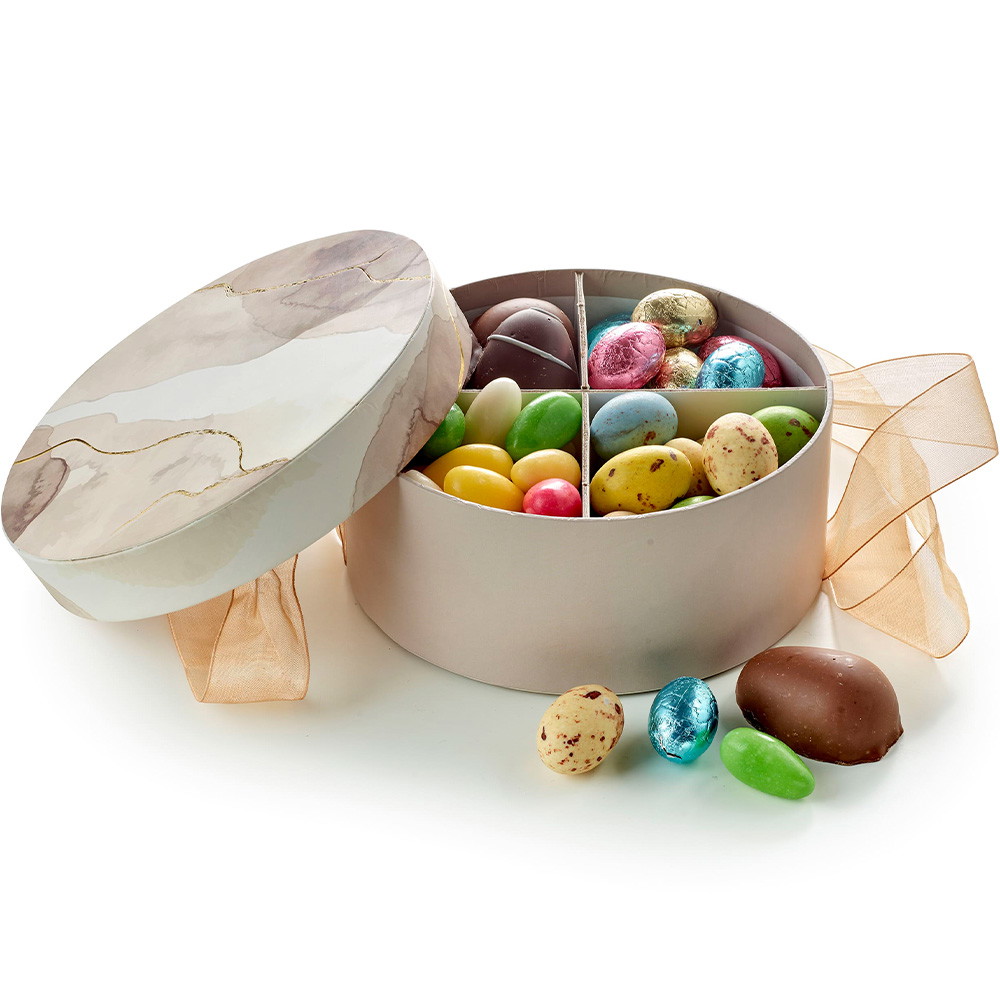 Familiemix hatteæske Brun Marmor 400g