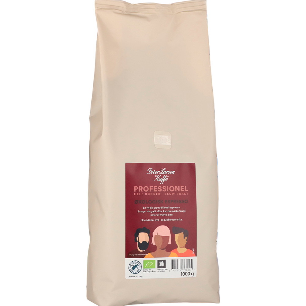 Peter Larsen Espresso kaffe hele bønner DK-ØKO-100 1000g