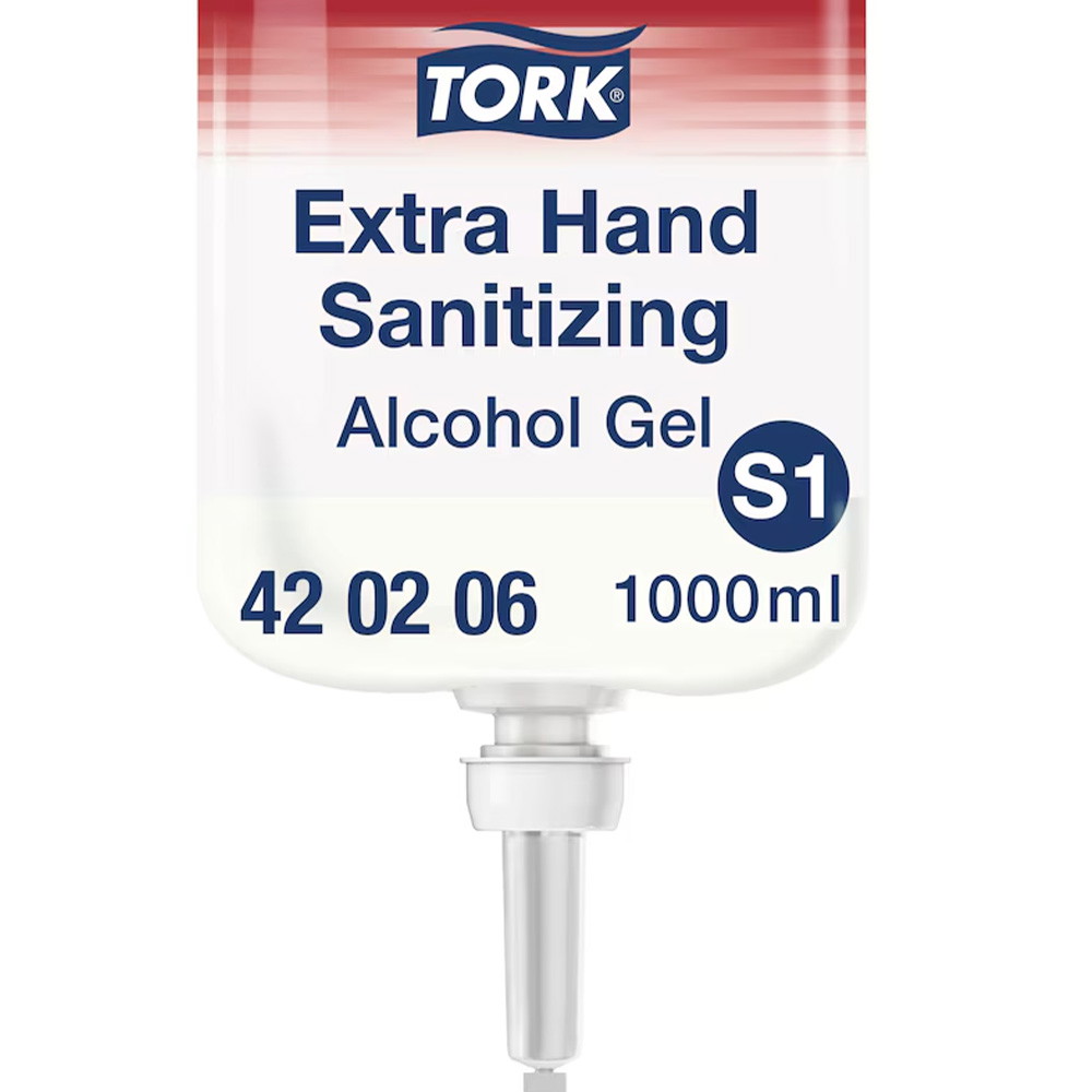 6 x Tork 420206 hånddesinfektion gel 1000ml extra alkohol