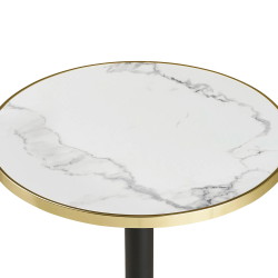 House Nordic Cafébord marmor look aluminium Ø:60x73cm hvid/guld/sort