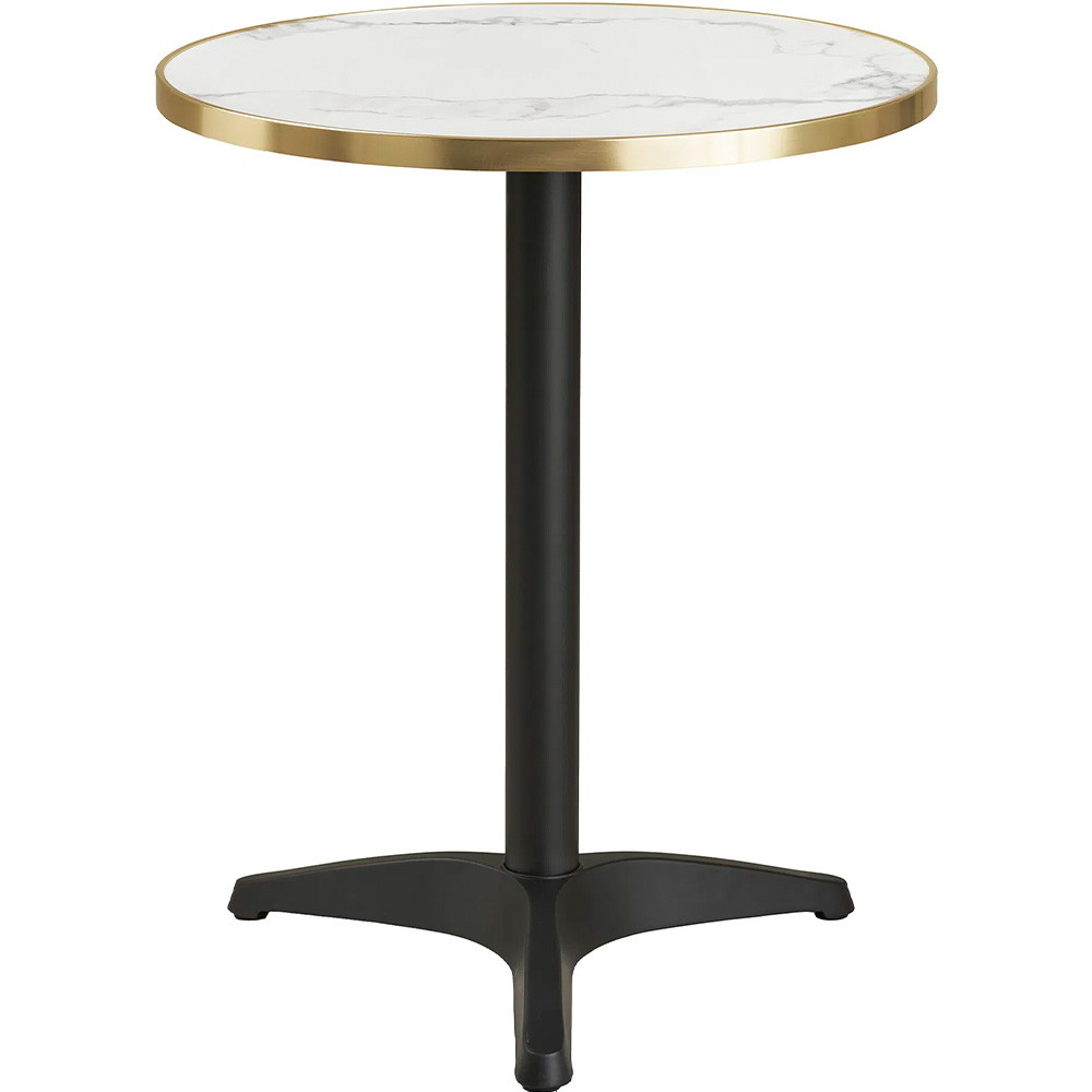 House Nordic Cafébord marmor look aluminium Ø:60x73cm hvid/guld/sort