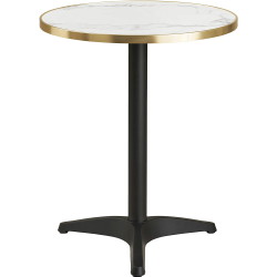 House Nordic Cafébord marmor look aluminium Ø:60x73cm hvid/guld/sort