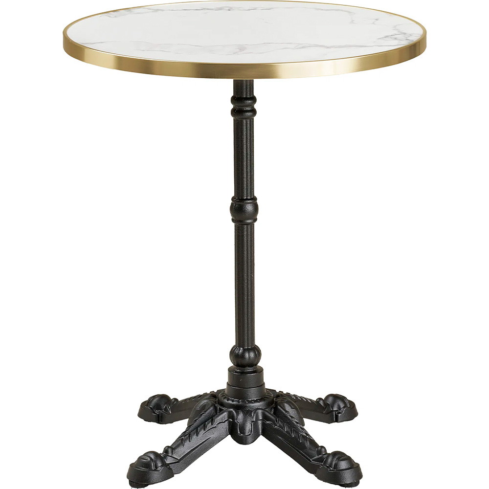 House Nordic Cafébord marmor look støbejern Ø:60x73cm hvid/guld/sort