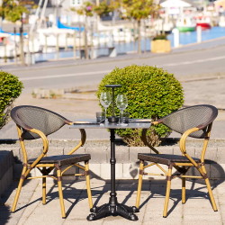 House Nordic Cafébord marmor look støbejern 60x60x73cm mørkegrå/sort
