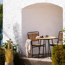 House Nordic Cleveland cafebord Ø:70x74cm teak/sort Ø:70x74cm
