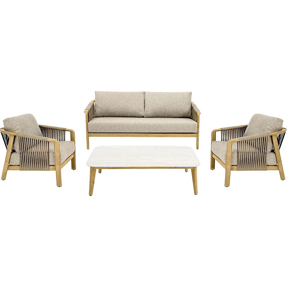 House Nordic Fargo loungesæt inkl. hynder taupe/træ