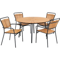 House Nordic Cleveland havemøbelsæt 5 dele natur/sort