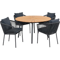 House Nordic Cleveland og Salerno havemøbelsæt 5 dele grå/sort/natur