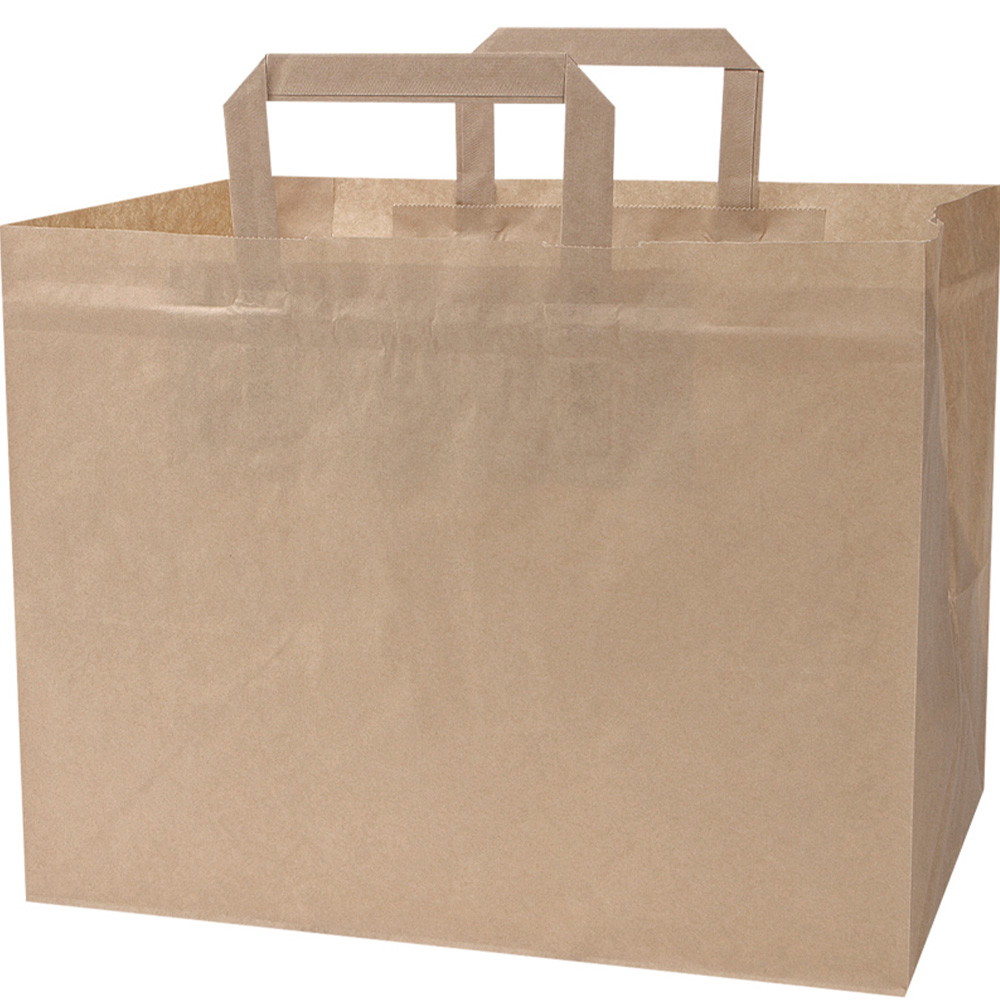 250 x Papirbærepose take-away 17L 80g 340x170x250mm brun