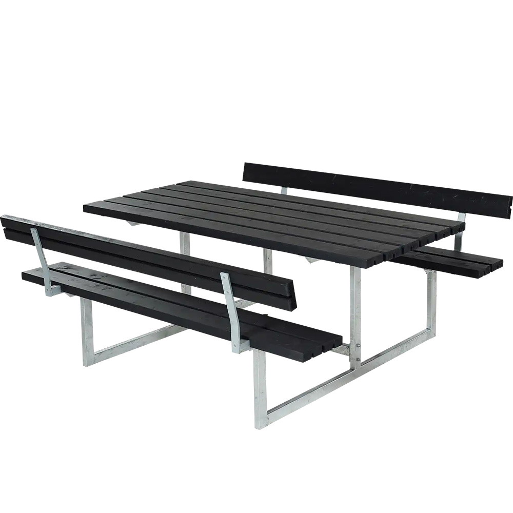 PLUS Basic Bordbænkesæt med 2 ryglæn 177x184x75/45cm sort