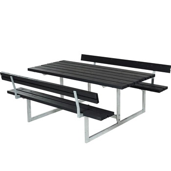 PLUS Basic Bordbænkesæt med 2 ryglæn 177x184x75/45cm sort