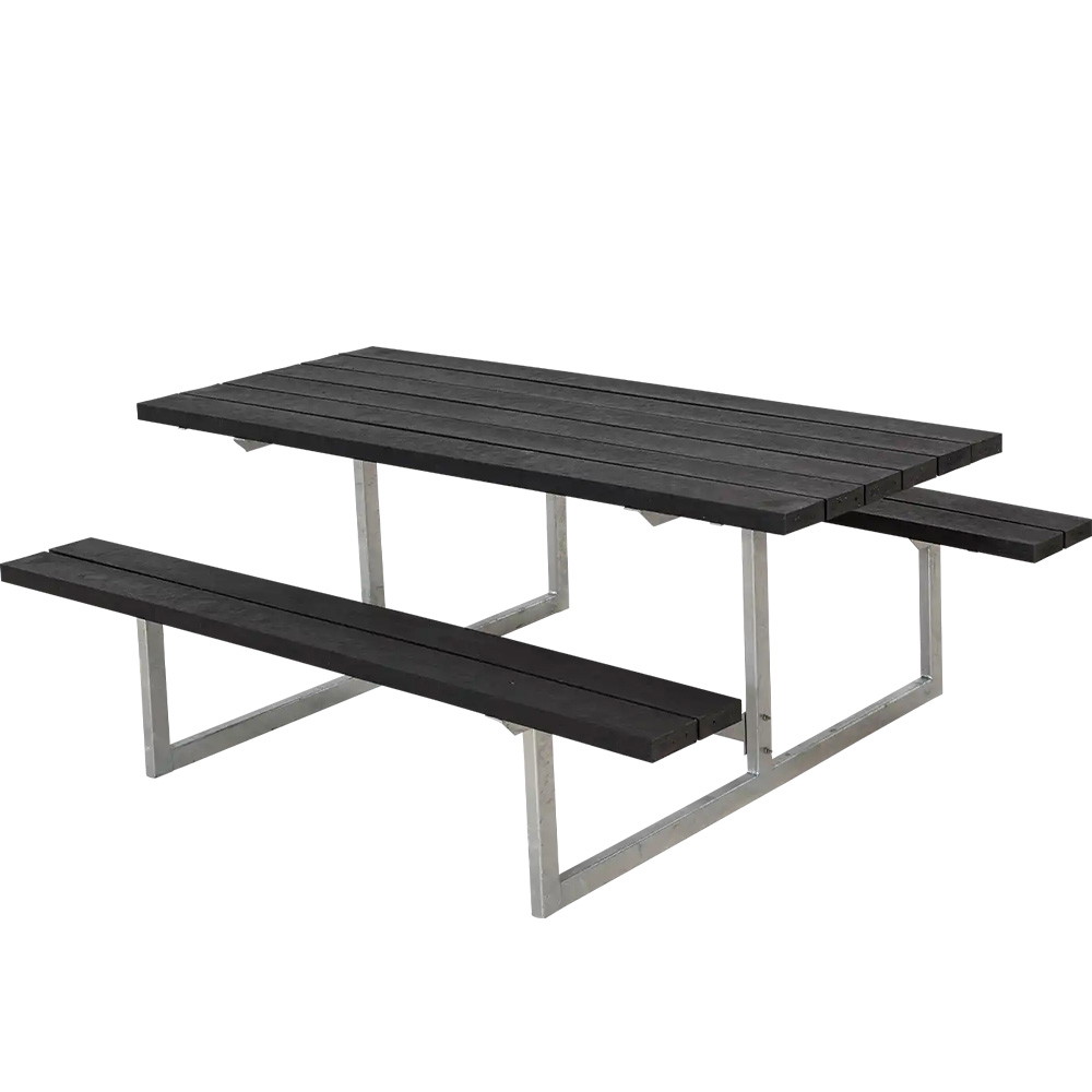 PLUS Basic RePlast Bord/bænkesæt 177x160x73/45cm sort